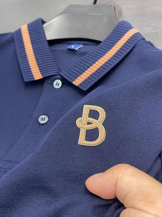 Bold Emblem Stripe Polo T-Shirt